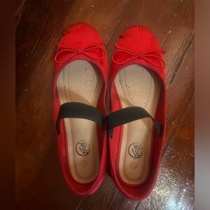 Red Ballet Mary Jane Flats with Bow